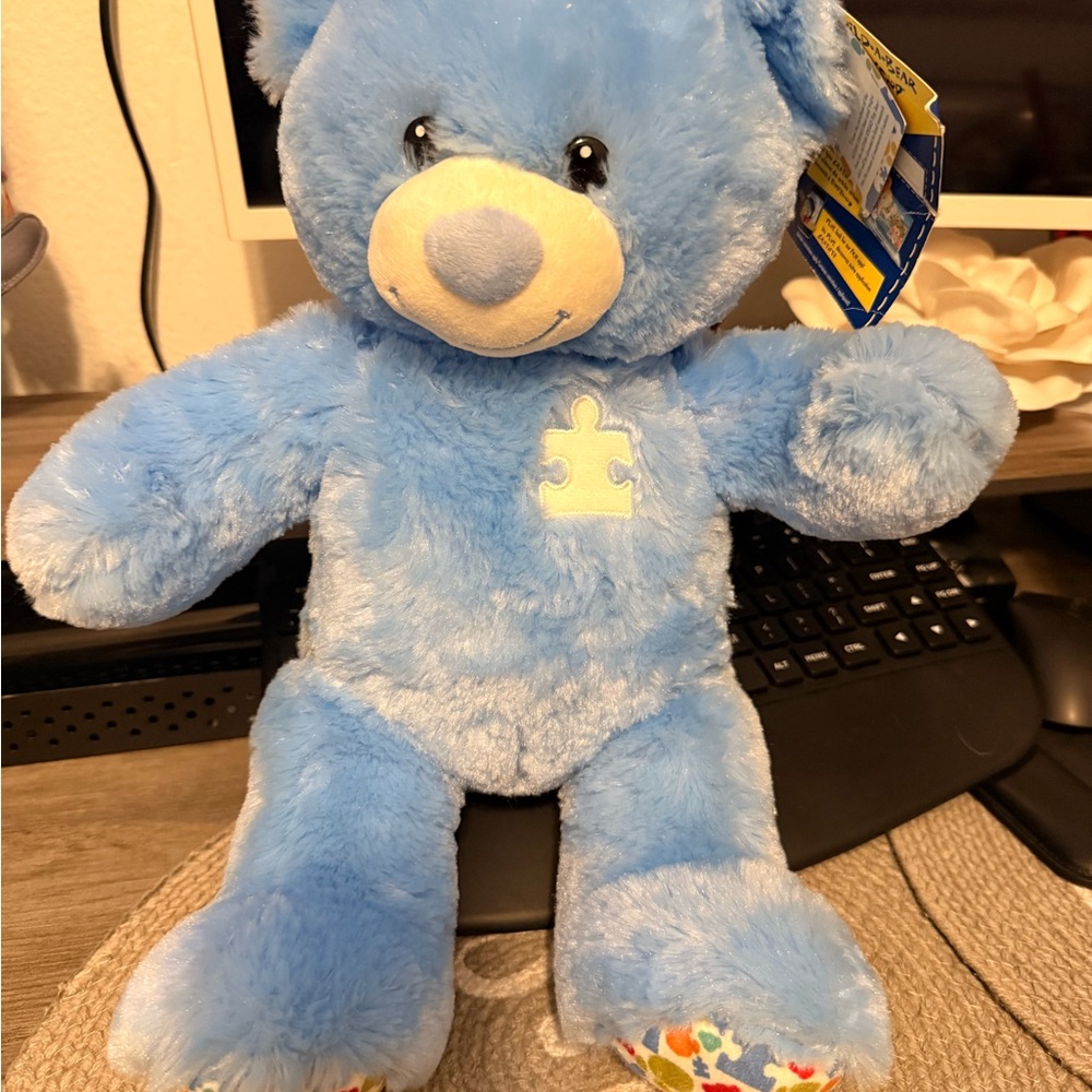 Build-A-Bear Autism Blue Puzzle Piece Teddy